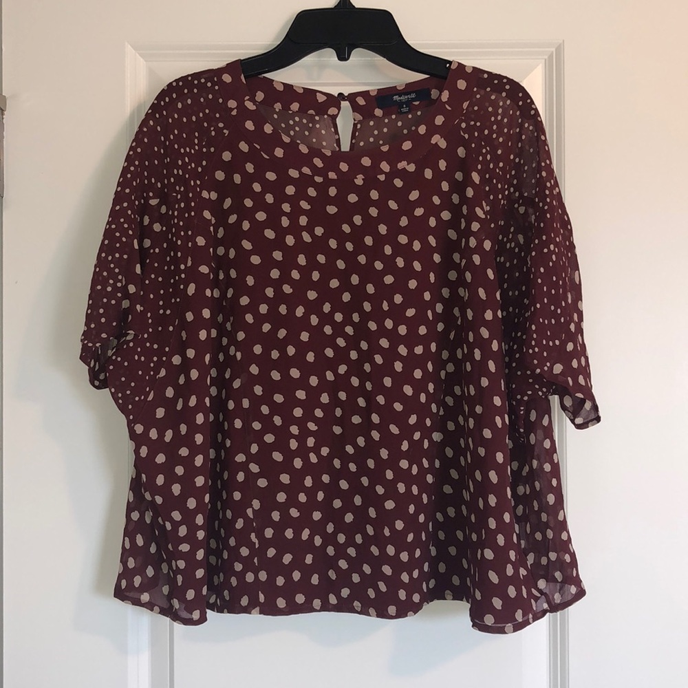 Madewell silk prose top in paintbrush dot